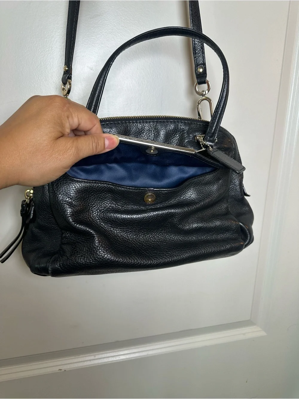COACH Madison Embossed Leather Georgie Shoulder Crossbody Black Bag